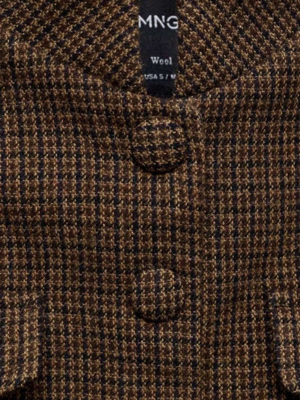 Mango Micro-Houndstooth Wool Jacket Size Small - Picture 15 of 15